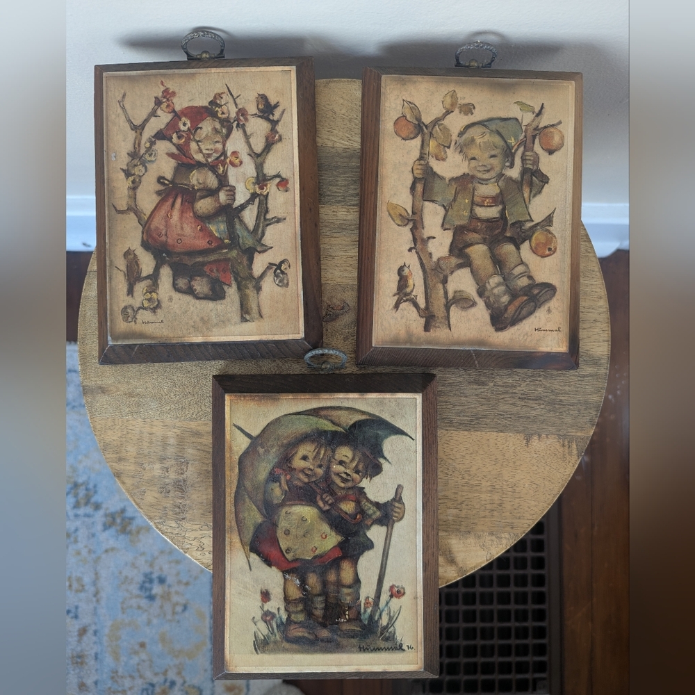 VINTAGE M.I. Hummel Wood Wall Plaques/Pictures (SET OF 3)